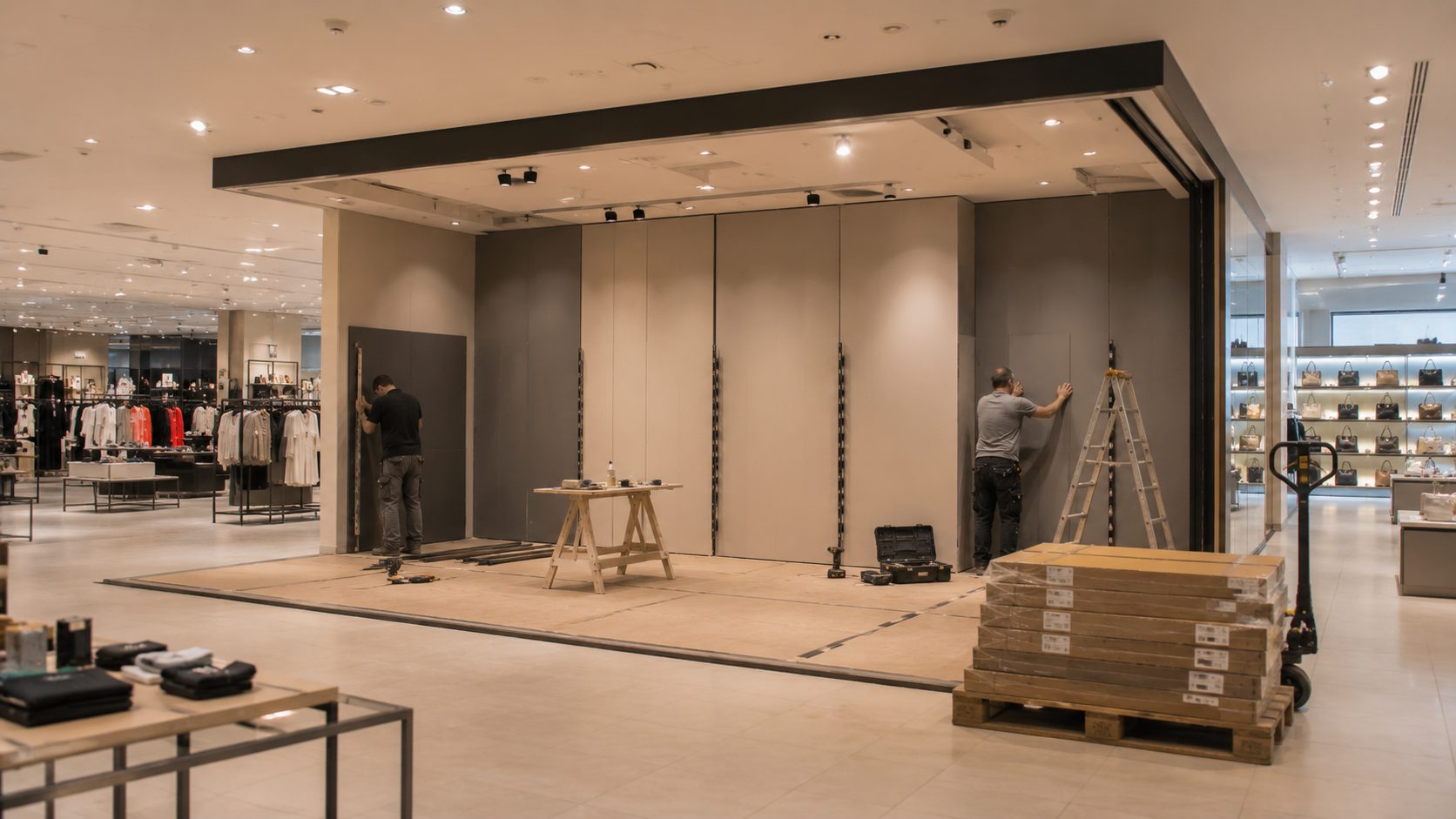 Aufbau und Montage einer Shop-in-Shop-Fläche — Symbolbild